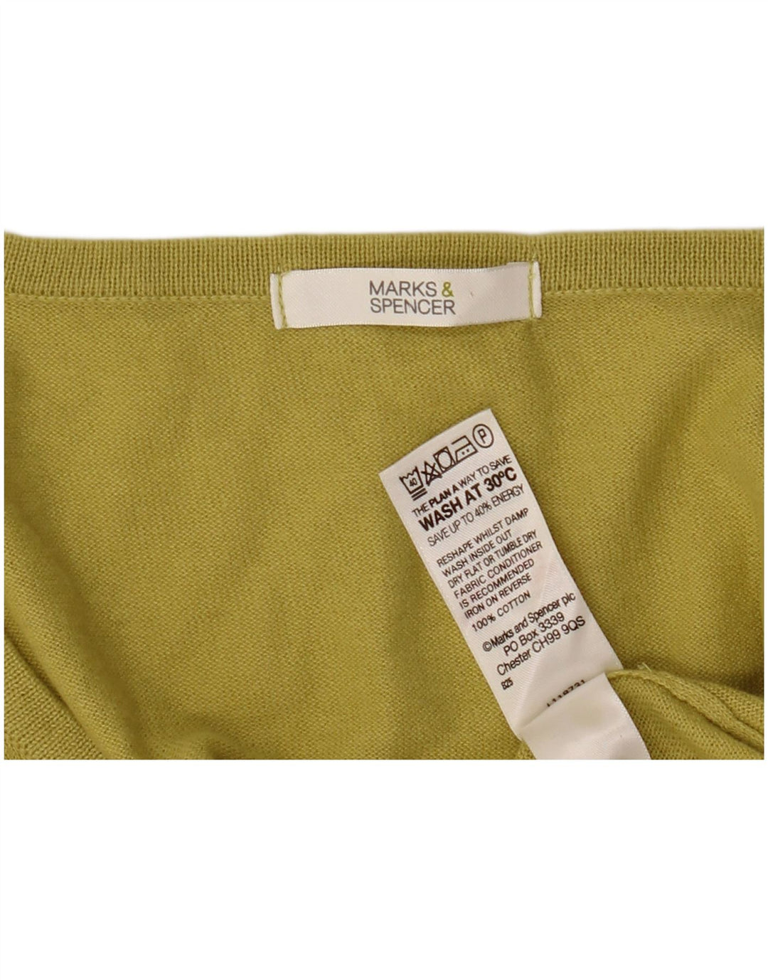 Maglione cardigan a maniche corte da donna Marks & Spencer UK 14 giallo medio