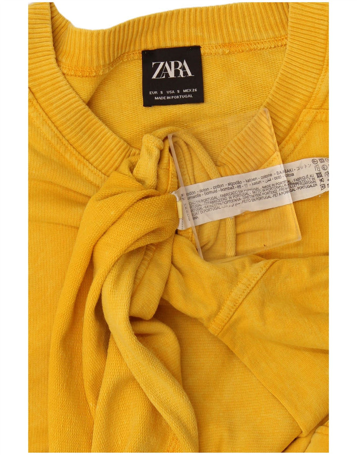 Felpa oversize da donna Zara UK 10 piccola in cotone giallo