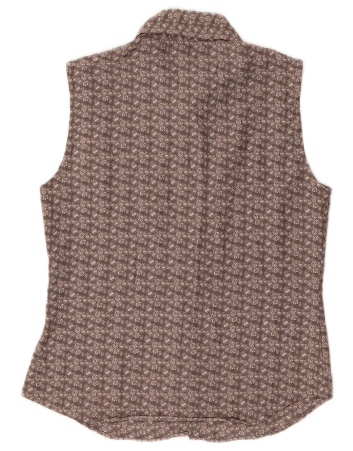 STEFANEL Womens Sleeveless Shirt UK 12 Medium Grey Floral Polyester