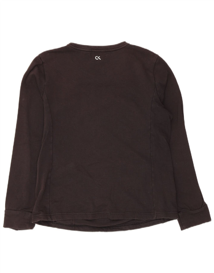 Top da donna a maniche lunghe Calvin Klein UK 14 grande cotone nero