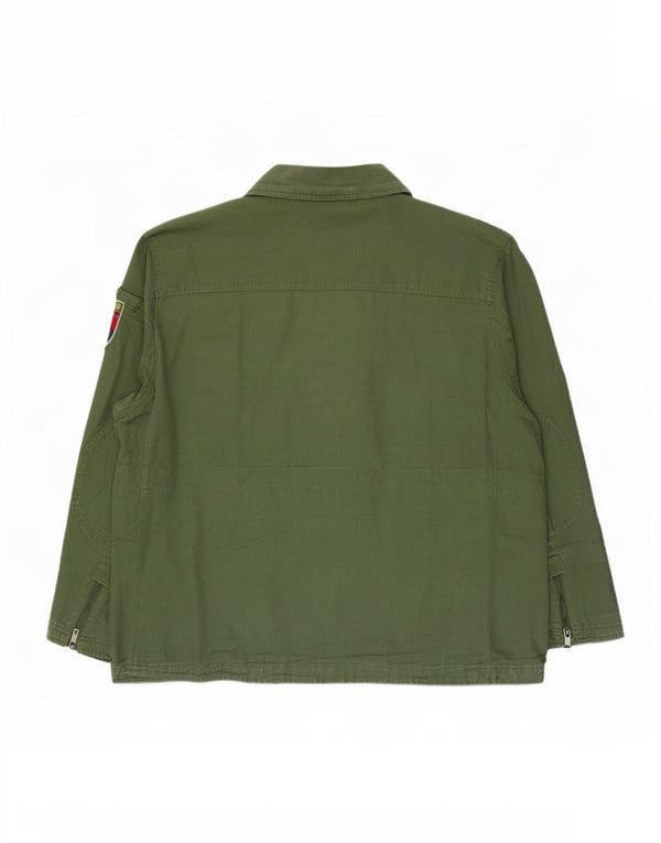 Giacca militare vintage da uomo con cappuccio UK 48 4XL cotone verde
