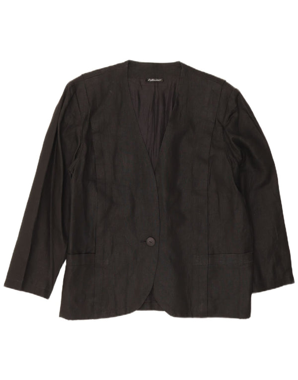 Giacca blazer vintage da donna a 1 bottone UK 14 grande nera