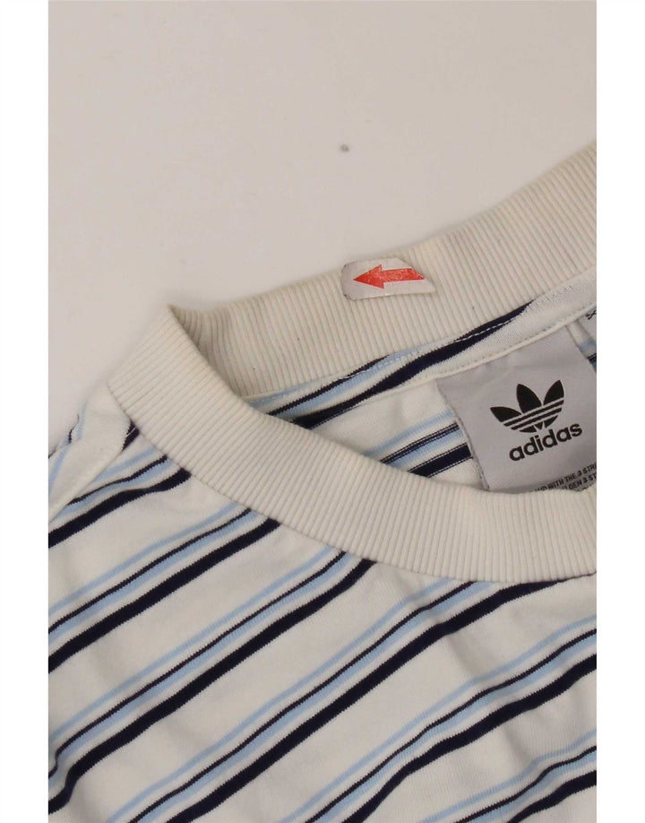 T-shirt da uomo Adidas Top XL in cotone a righe bianche