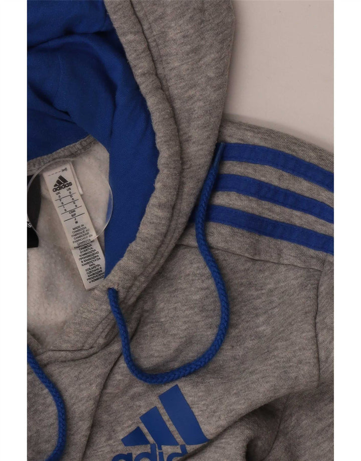 Felpa con cappuccio da uomo Adidas piccola in cotone chiazzato grigio