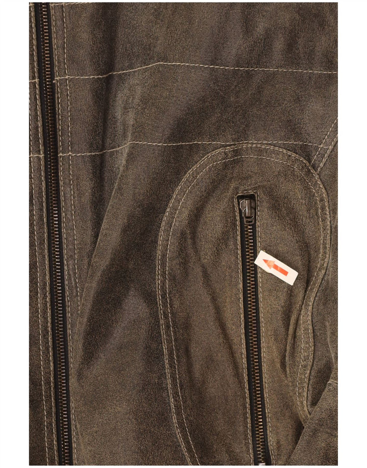 Giacca in pelle da uomo EXPLORER UK 40 Large in pelle grigia color block