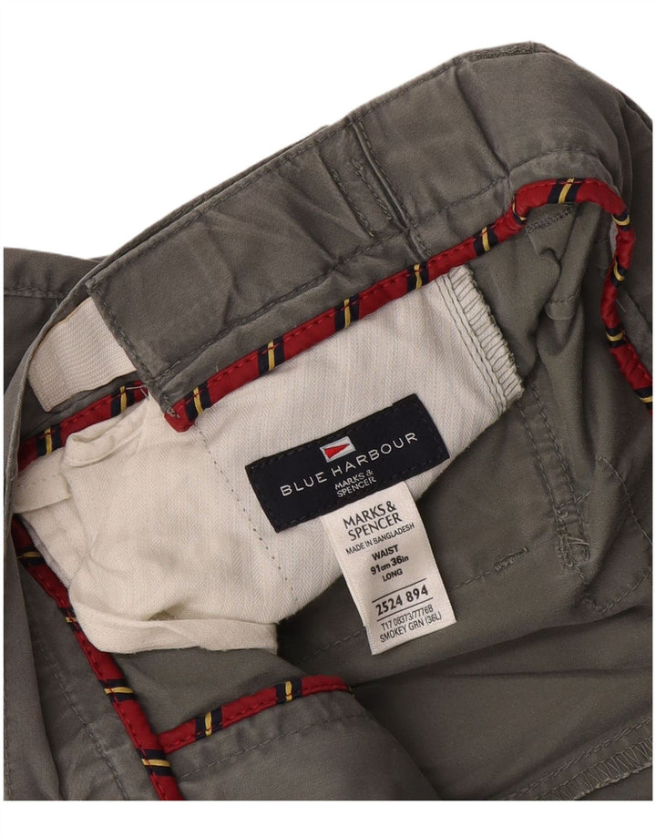 Pantaloncini chino da uomo Marks & Spencer blu Harbour W36 grandi cotone grigio