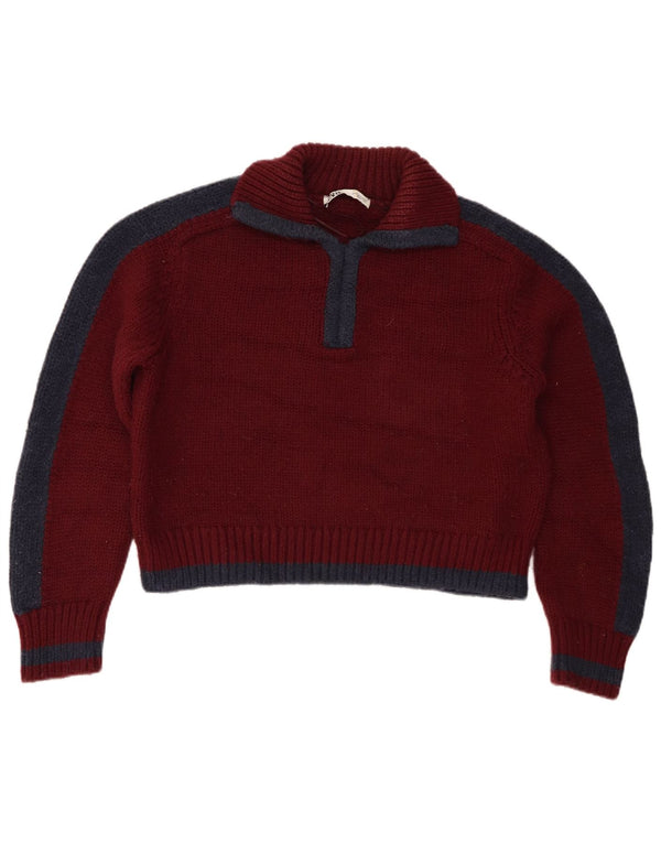 Maglione corto con collo alto da donna Zara UK 10 piccolo color bordeaux