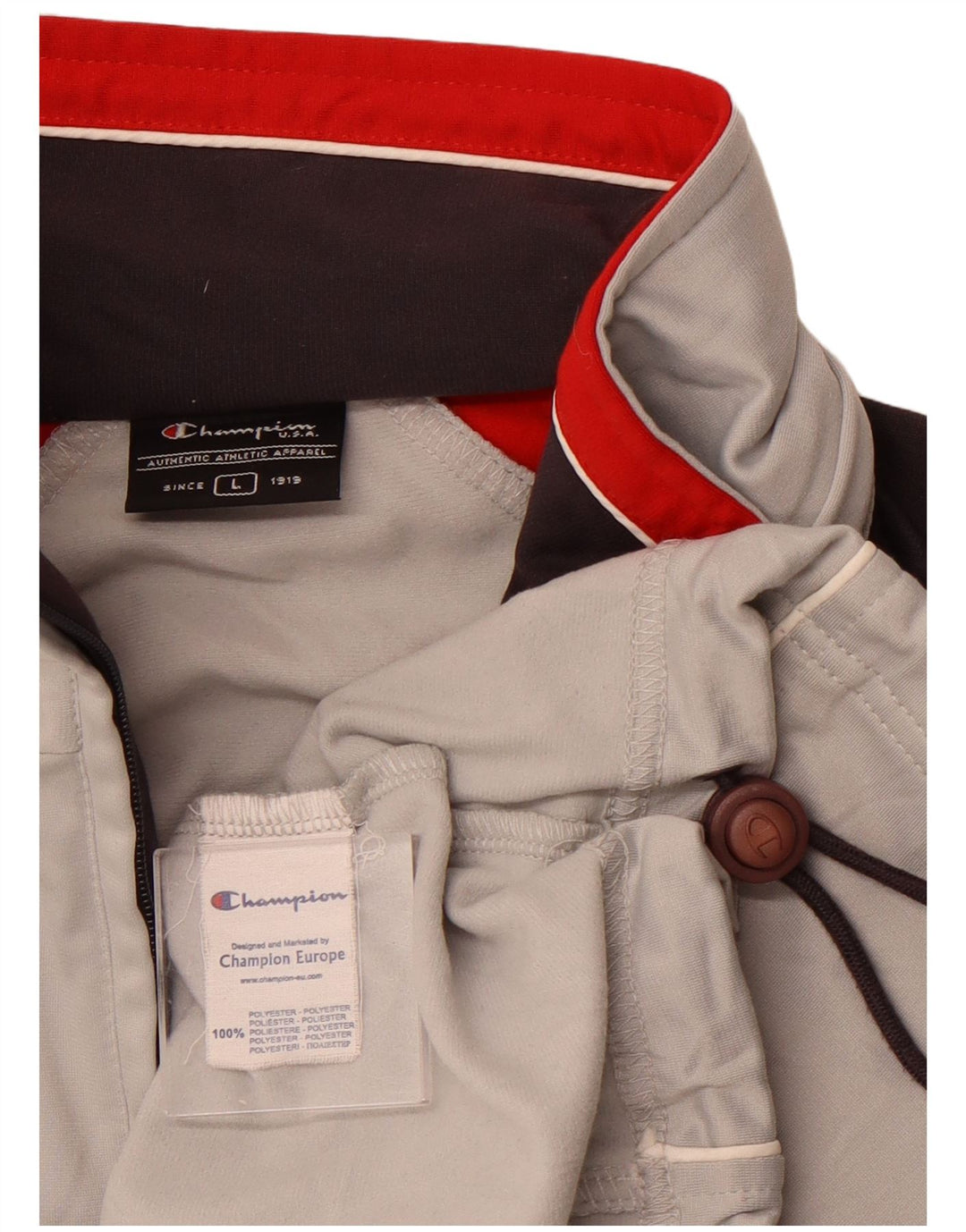 Giacca da tuta da uomo Champion, grande, in poliestere color block grigio