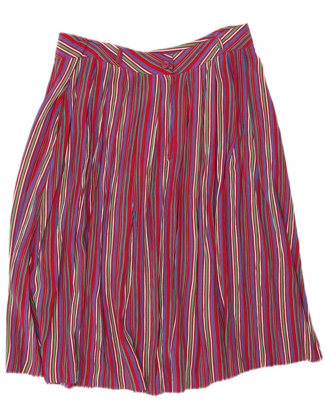 Gonna a pieghe vintage da donna IT 46 grande W28 gessato multicolore