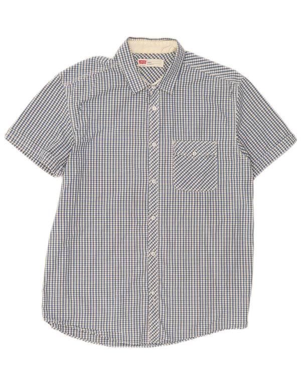Camicia Levi's da uomo a maniche corte con vestibilità standard, grande in cotone a quadretti blu