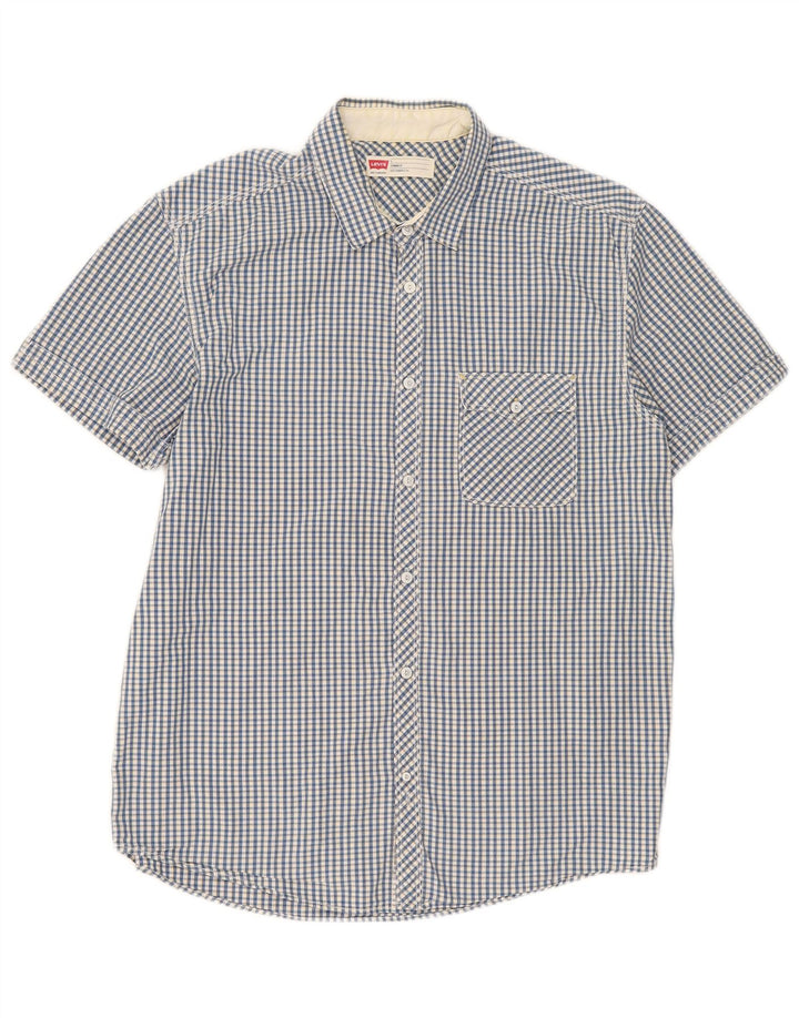 Camicia Levi's da uomo a maniche corte con vestibilità standard, grande in cotone a quadretti blu