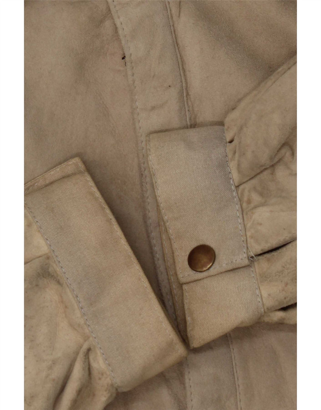 Giacca da pilota vintage in pelle scamosciata da uomo IT 50 grande in pelle beige color block