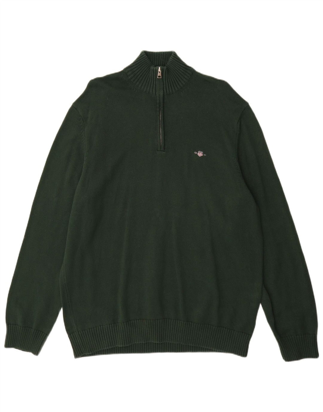 Gant Maglione da uomo con zip e collo 2XL in cotone verde