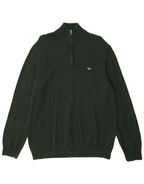 Gant Maglione da uomo con zip e collo 2XL in cotone verde