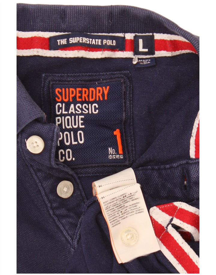 Polo grafica da uomo Superdry grande in cotone blu navy
