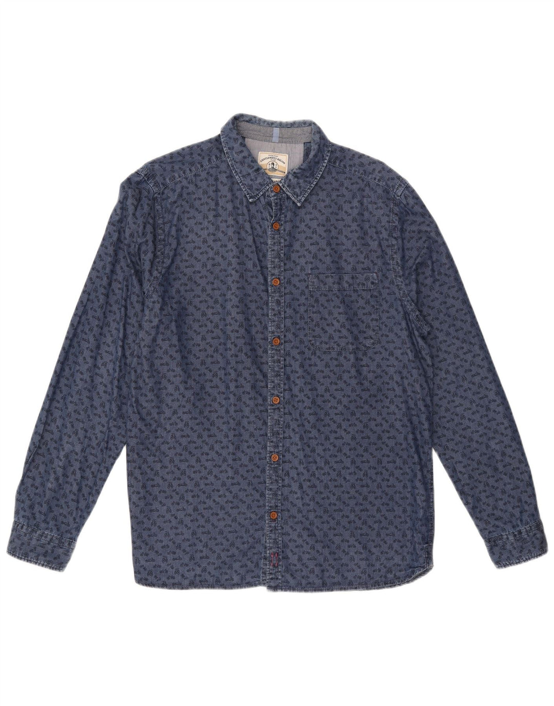 Camicia slim fit da uomo con motivo astratto White Stuff, grande cotone blu