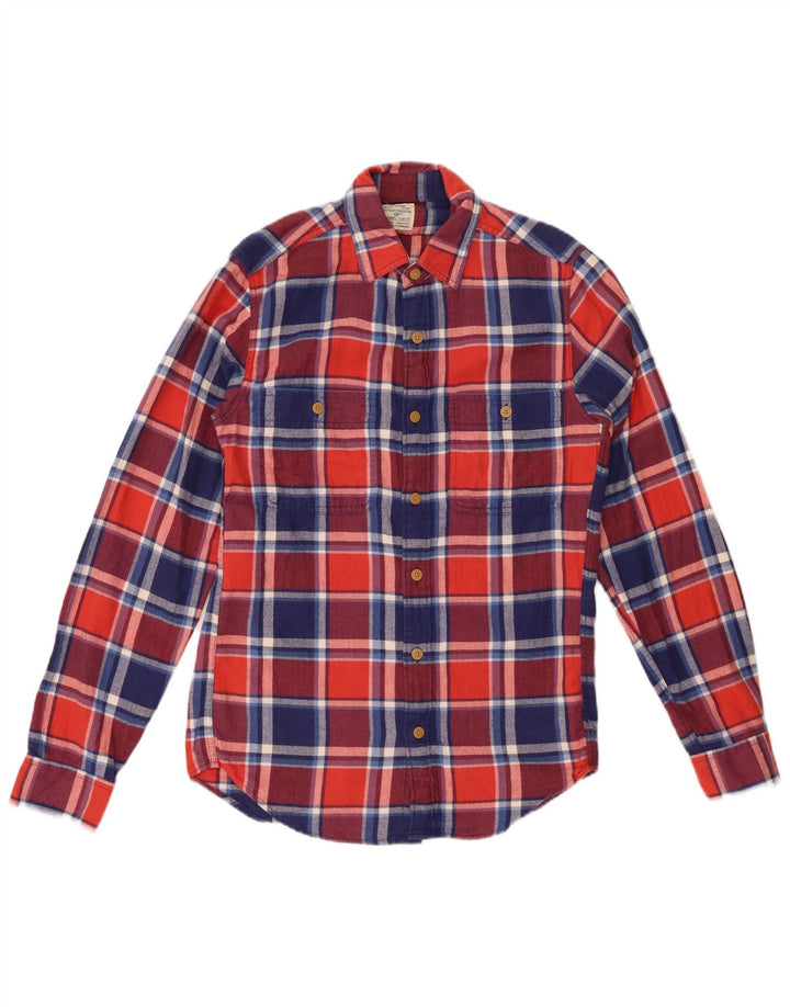 J. CREW Camicia da uomo slim fit in flanella piccolo cotone scozzese rosso