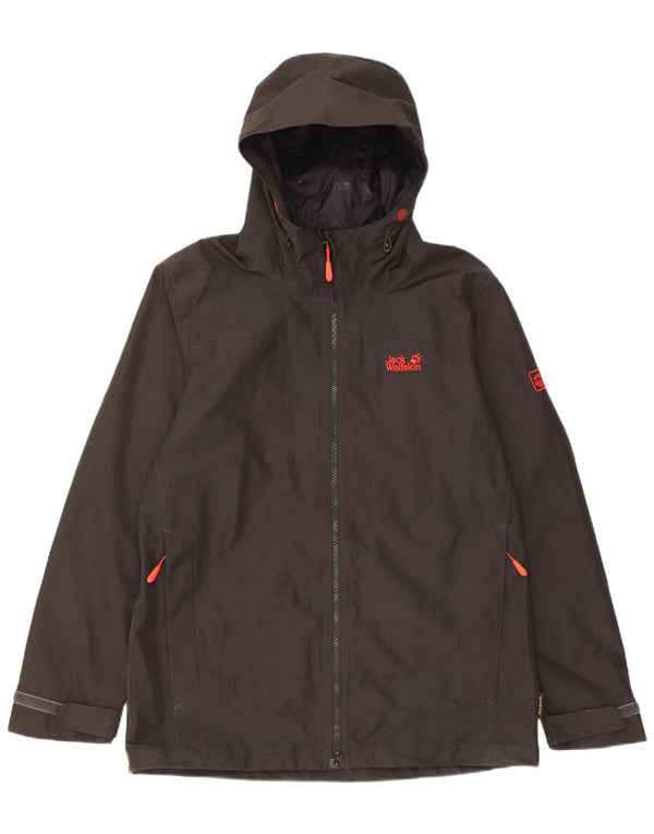 Giacca a vento con cappuccio da uomo Jack Wolfskin UK 40 grande poliestere nero