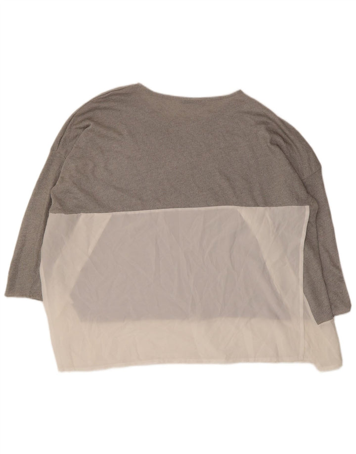 Top Zara da donna oversize con maniche a 3/4 UK 14 Colorblock grigio medio