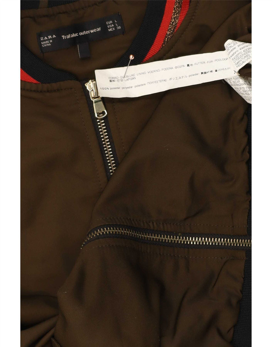 Giubbotto bomber da donna Zara UK 40 grande poliestere kaki