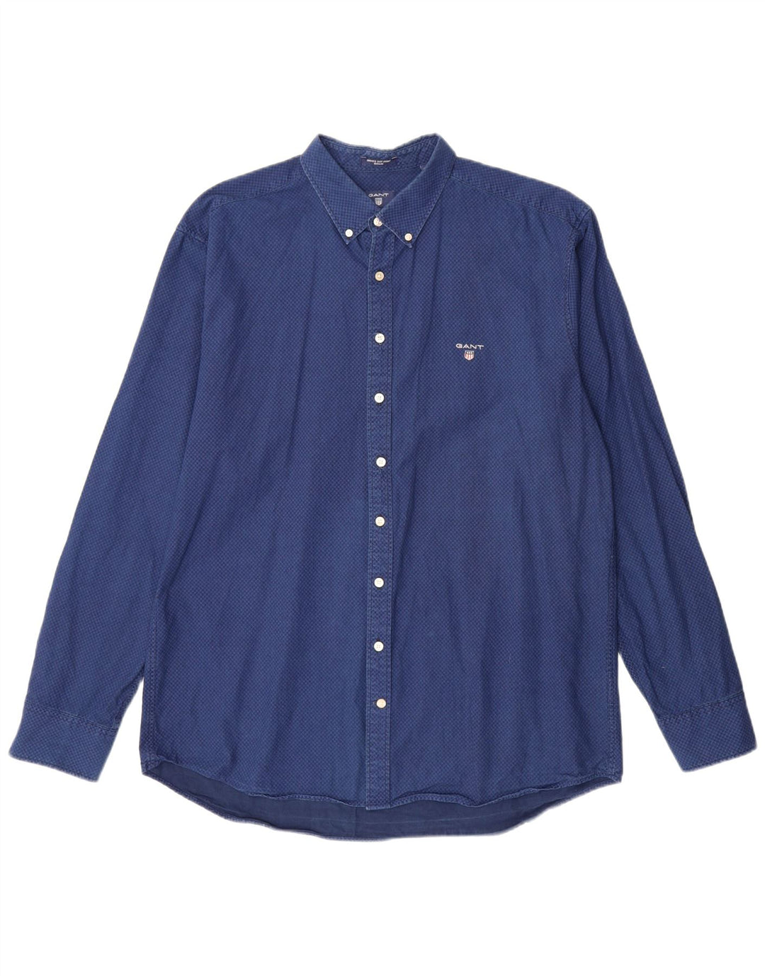 GANT Camicia da uomo vestibilità regolare taglia 45/46 18 2XL cotone geometrico blu