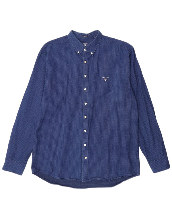 GANT Camicia da uomo vestibilità regolare taglia 45/46 18 2XL cotone geometrico blu