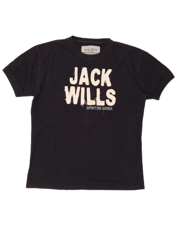 JACK WILLS T-shirt grafica da uomo Top in cotone nero medio