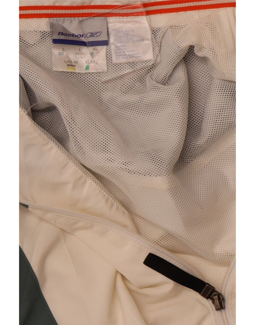 Giacca da tuta da uomo REEBOK grande in poliestere color block bianco sporco