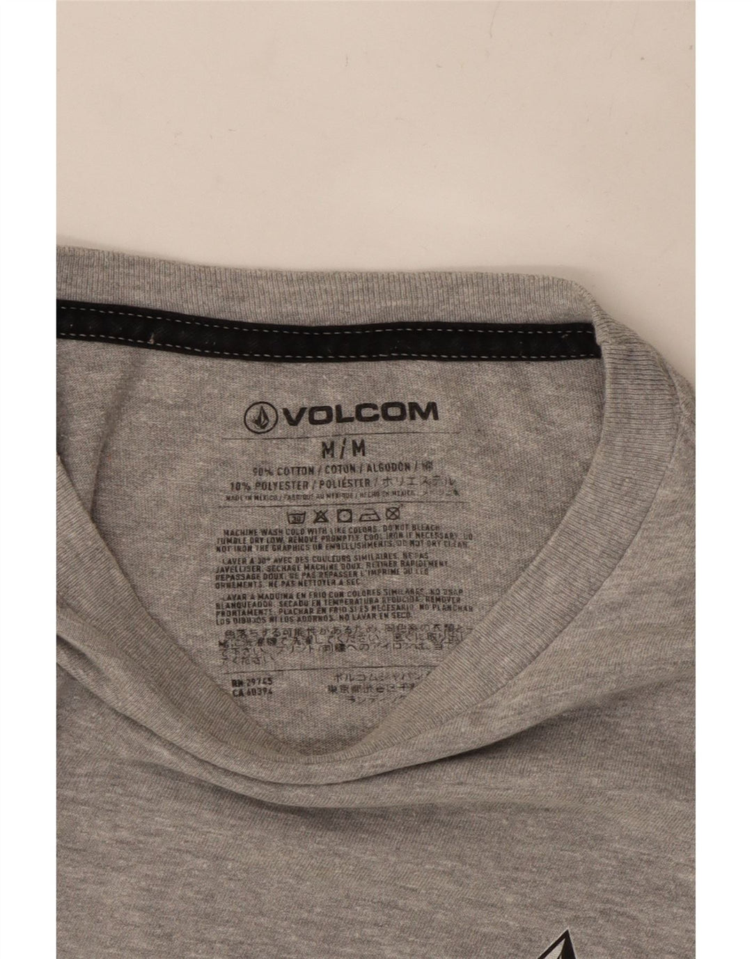 Top grafico da uomo VOLCOM a maniche lunghe in cotone grigio medio