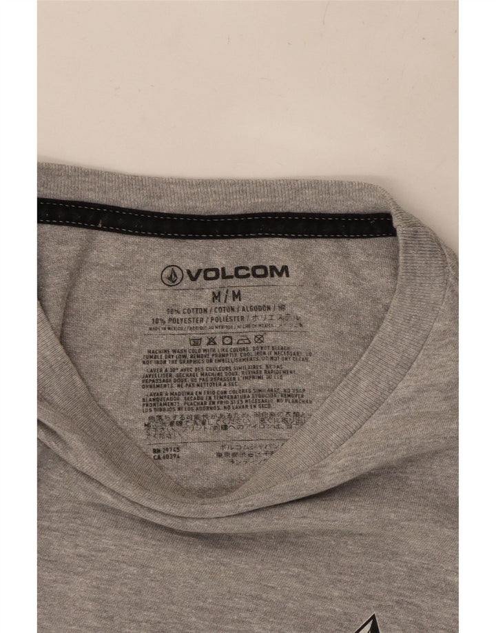Top grafico da uomo VOLCOM a maniche lunghe in cotone grigio medio
