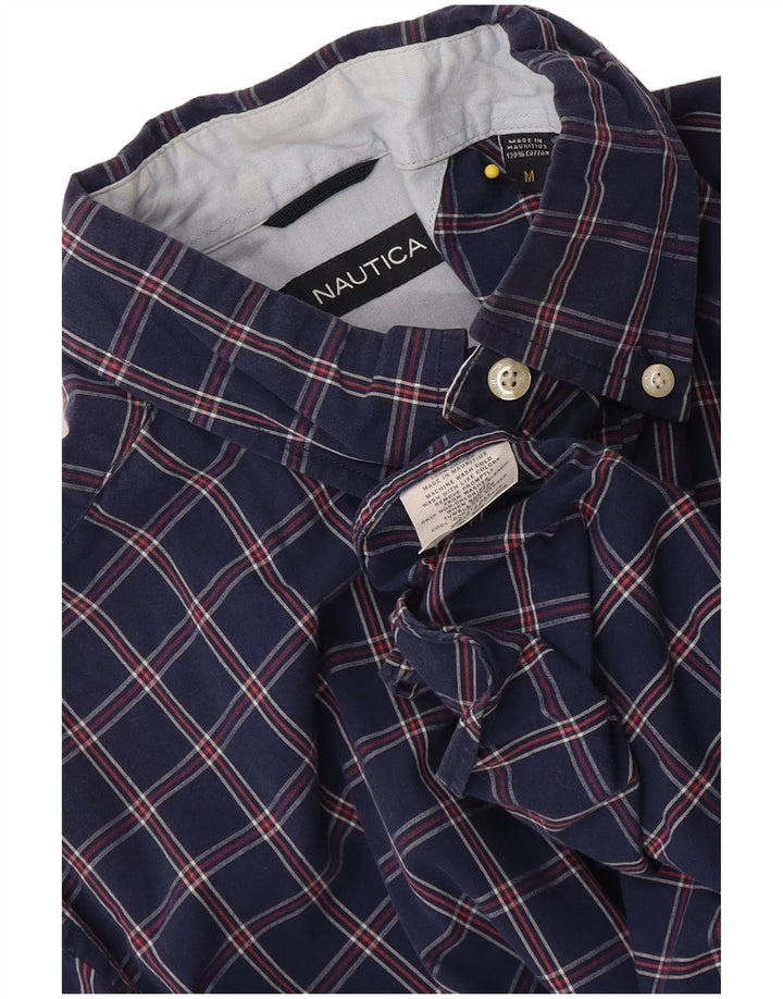 Camicia da uomo a maniche corte Nautica in cotone a quadri blu navy medio