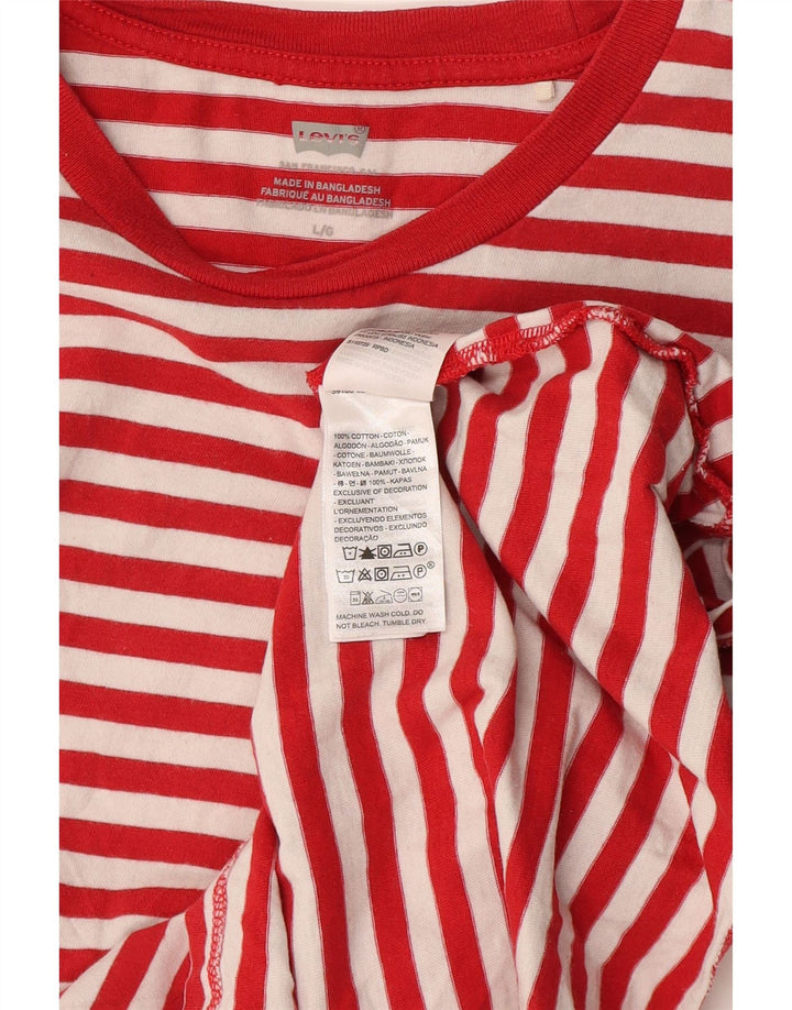 T-shirt da donna Levi's Top UK 14 cotone a righe rosse grandi