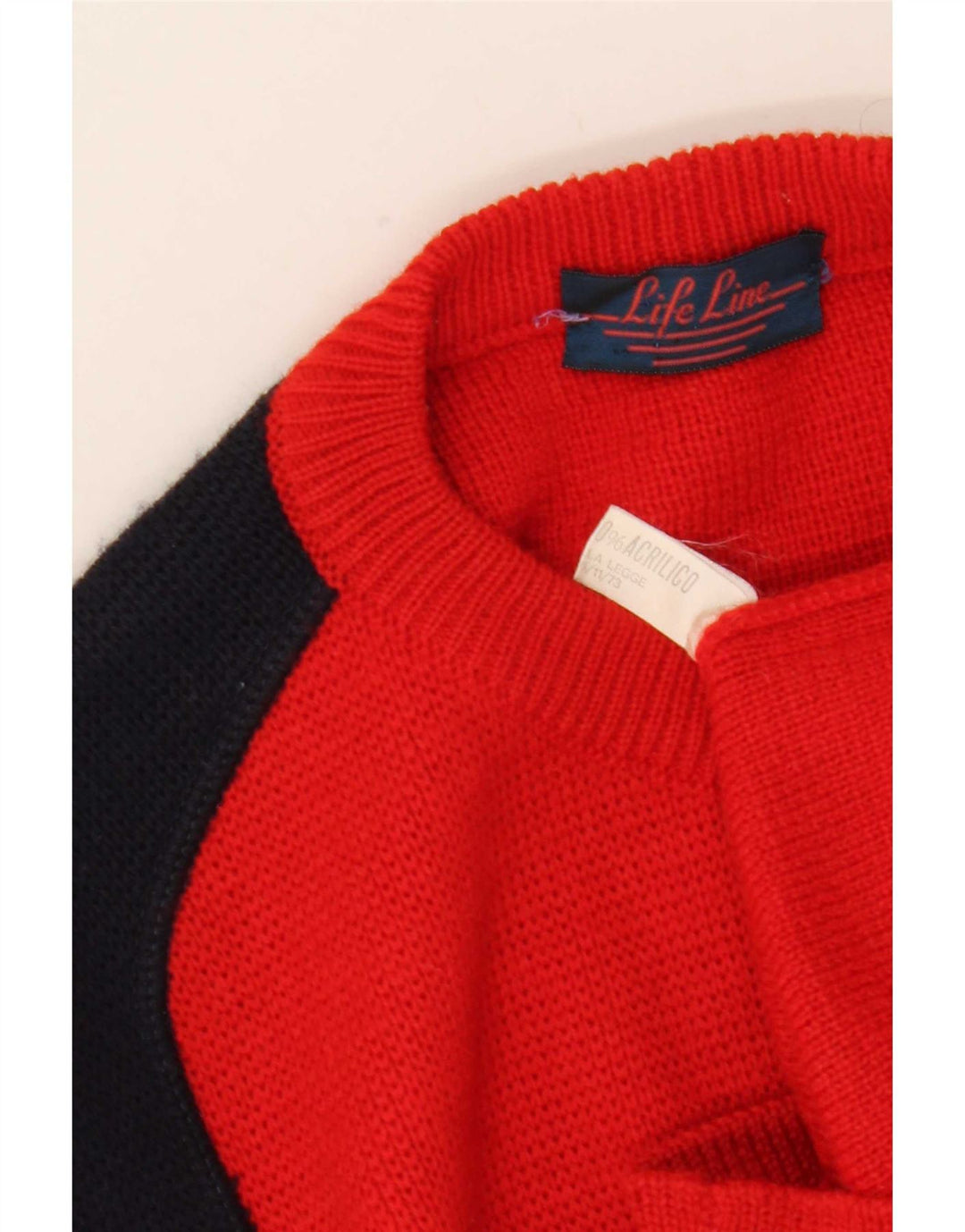 Maglione maglione girocollo da uomo Life Line Lana color block rosso medio