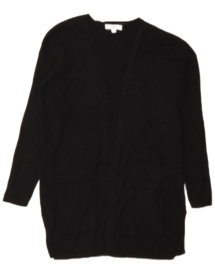 Maglione cardigan aperto lungo da donna Marks & Spencer UK 16 grande nero