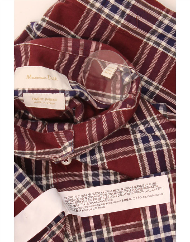 Camicia da uomo Massimo Dutti in cotone a quadri bordeaux medio