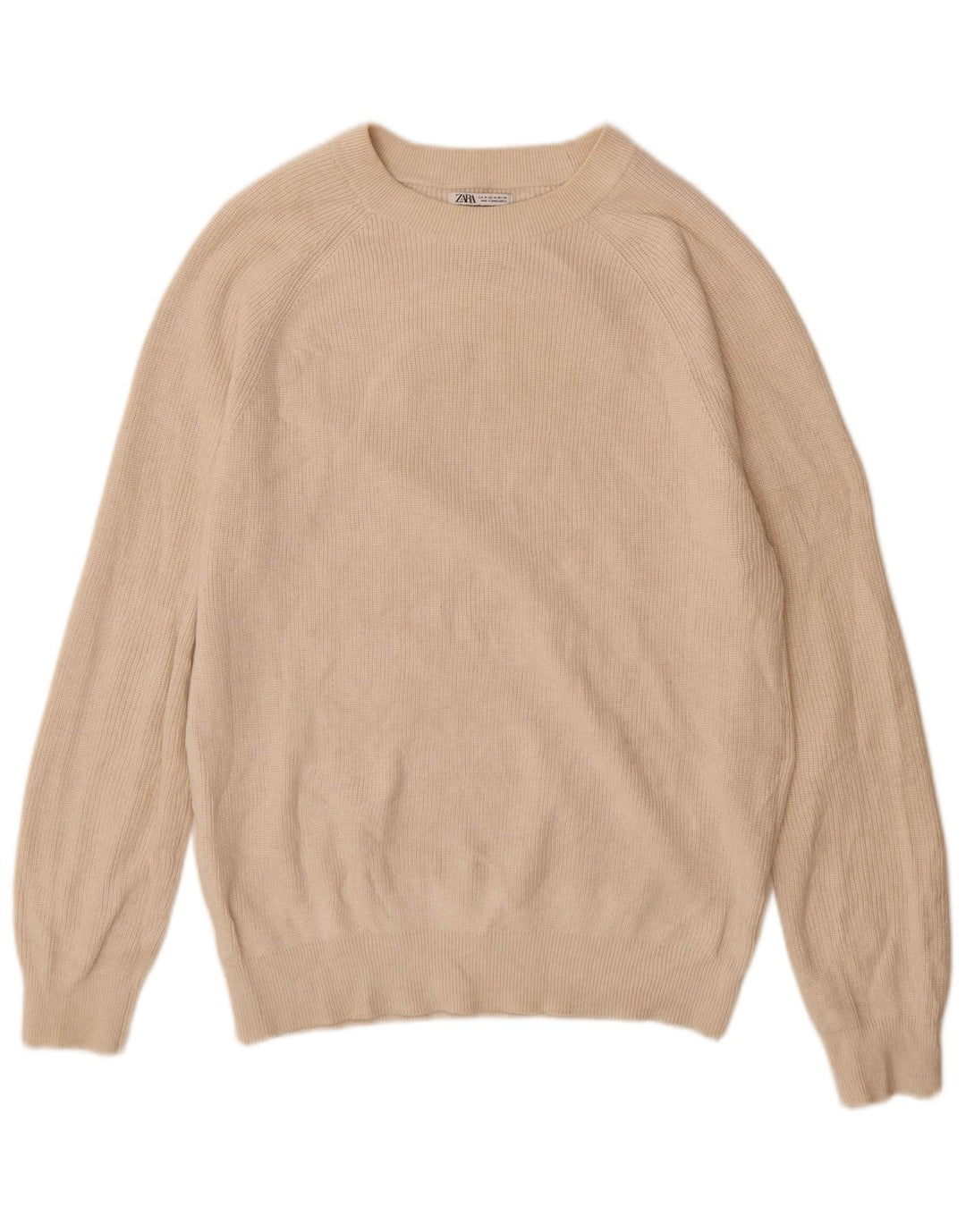 Maglione Zara da uomo con scollo a barca in cotone bianco sporco medio