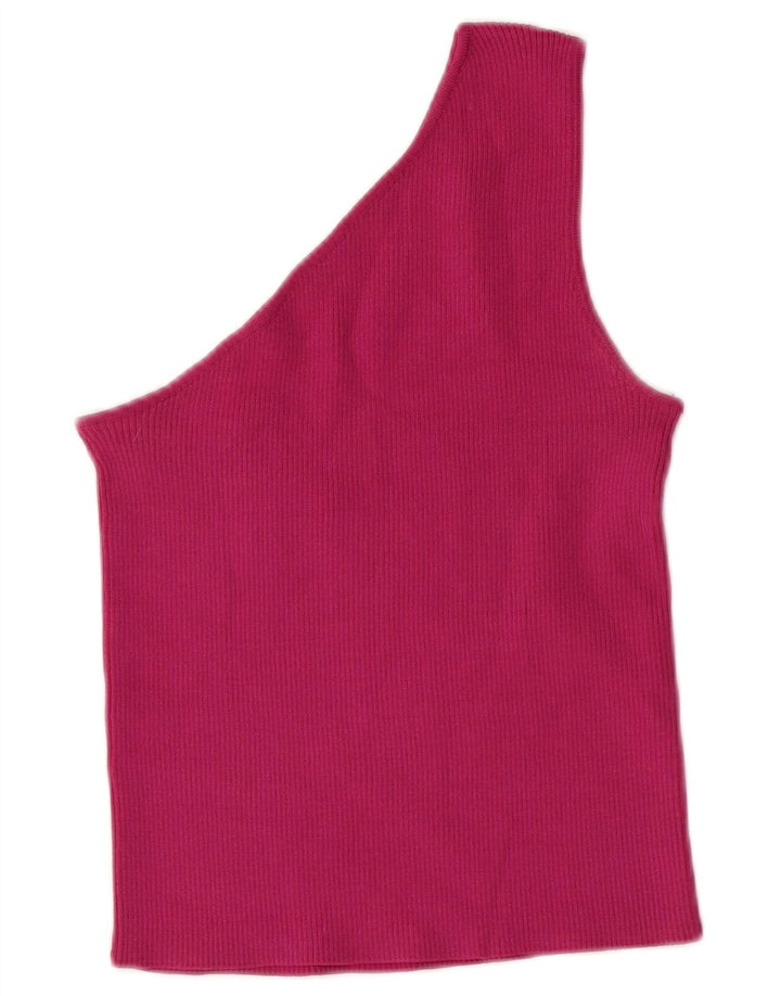 Top corto monospalla da donna ZARA UK 8 piccolo nylon rosa