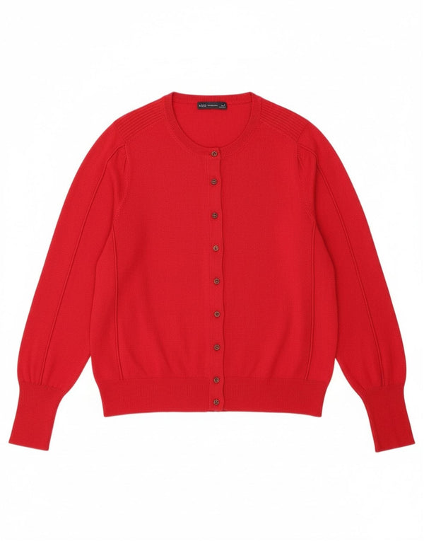 Maglione cardigan corto da donna Marks & Spencer UK 16 grande viscosa rossa