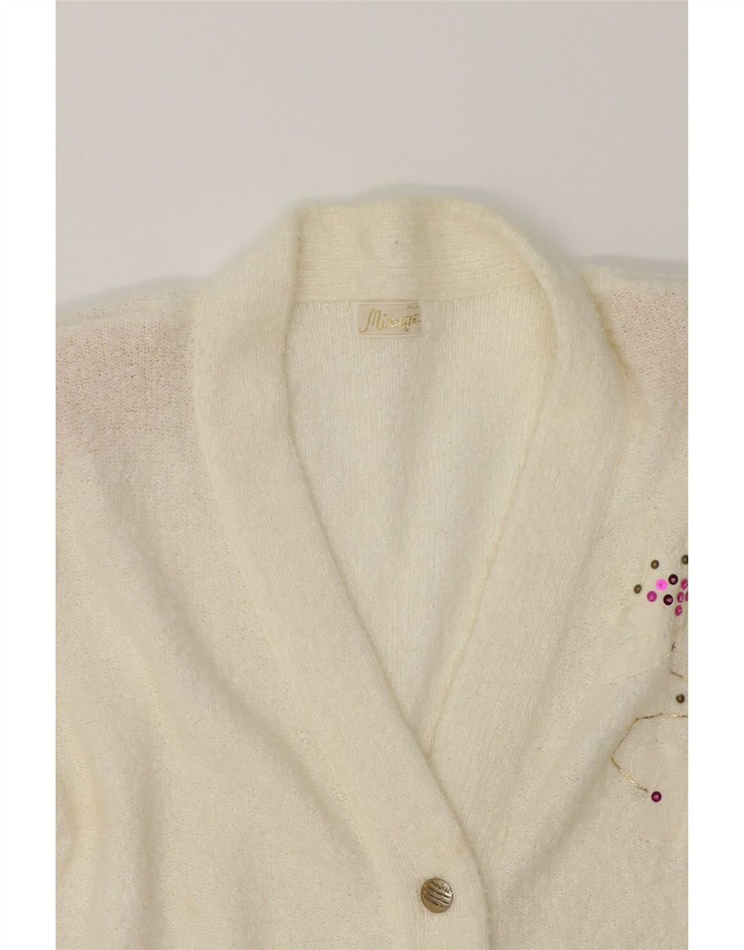 MIRAGE Womens Cardigan Sweater UK 12 Medium White Vintage Mirage and Second-Hand Mirage from Messina Hembry 