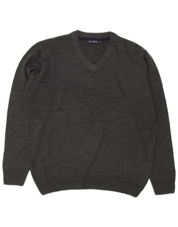 Maglione da uomo con scollo a V James Pringle XL in acrilico grigio