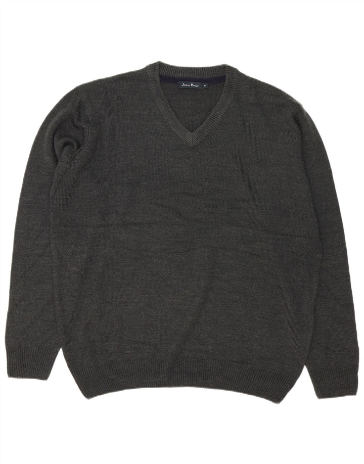 Maglione da uomo con scollo a V James Pringle XL in acrilico grigio