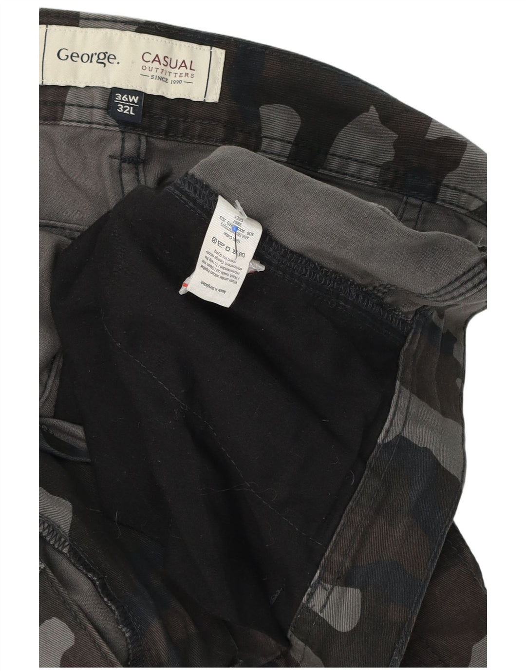 Pantaloni cargo da uomo George W36 L32 in cotone mimetico multicolore
