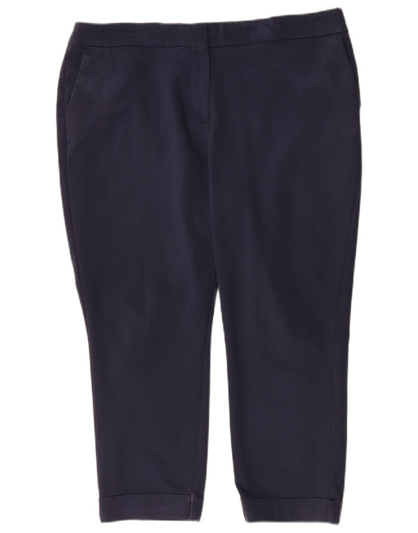 MONSOON Pantaloni capri da donna a vita alta UK 16 Large W36 L23 Blu navy
