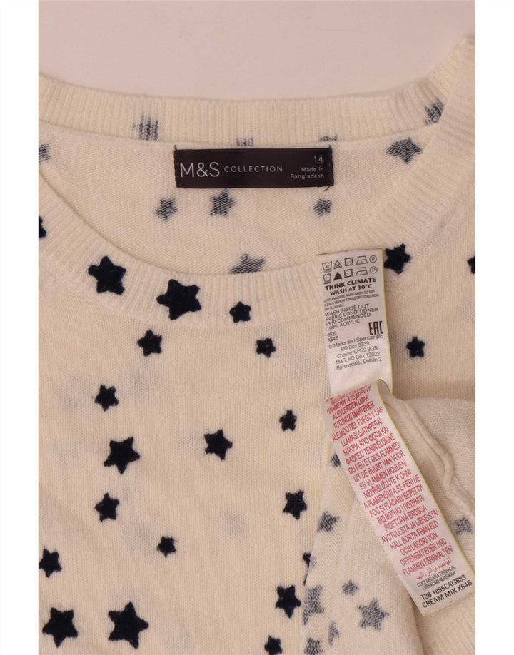 Maglione maglione con scollo a barca da donna Marks & Spencer UK 14 grande bianco
