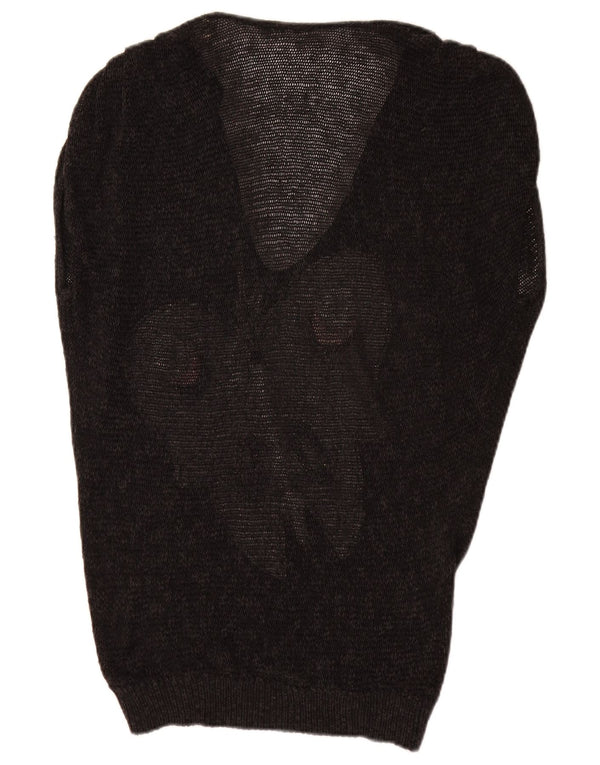 Maglione vintage da donna con scollo a V grafico UK 16 Grande farfalla nera