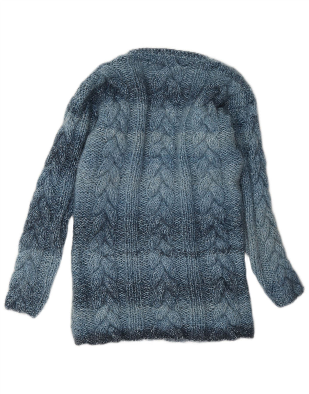 Maglione vintage da donna con scollo a V UK 12 a righe blu medio