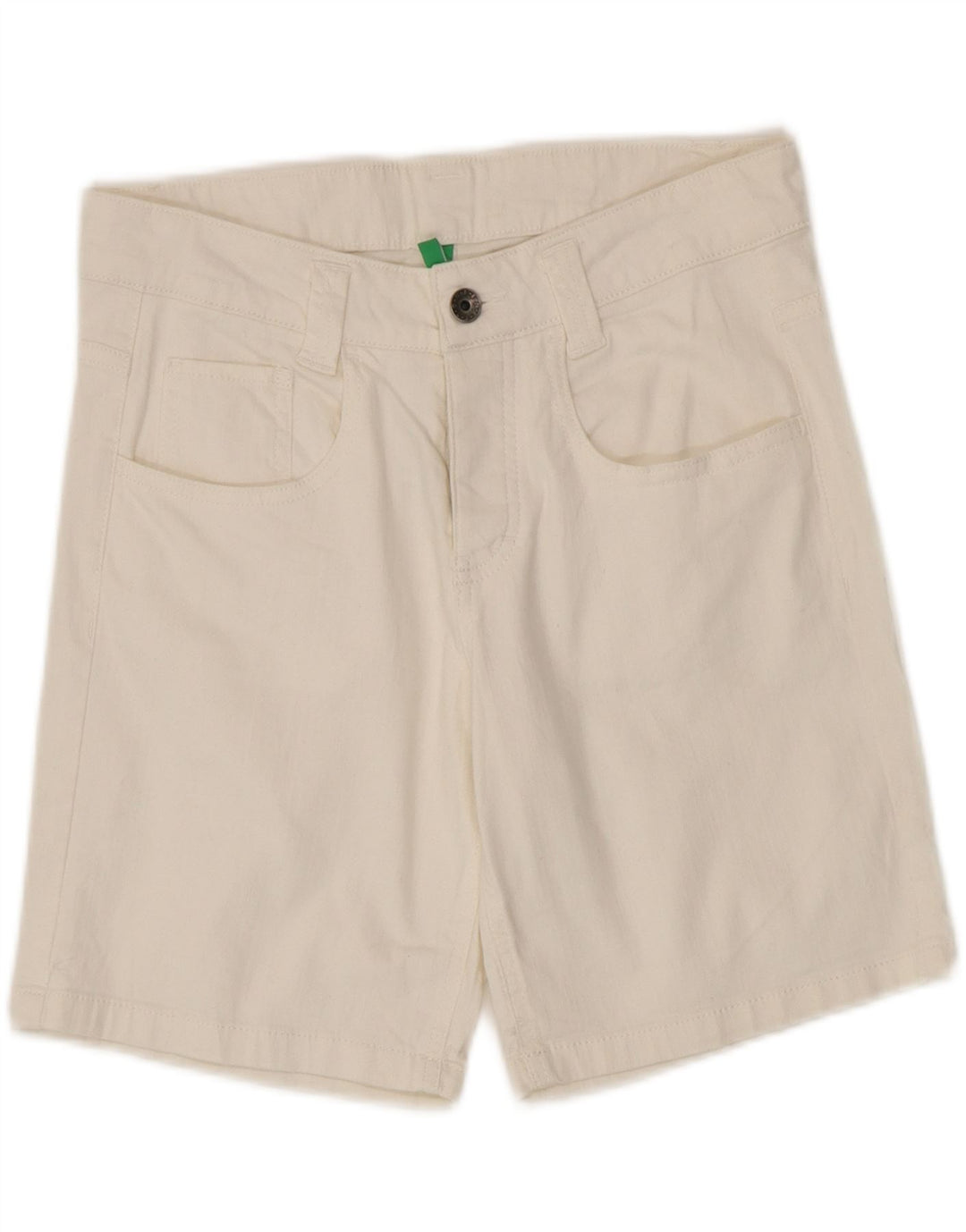 Pantaloncini di jeans da donna Benetton UK 8 piccoli W30 cotone bianco