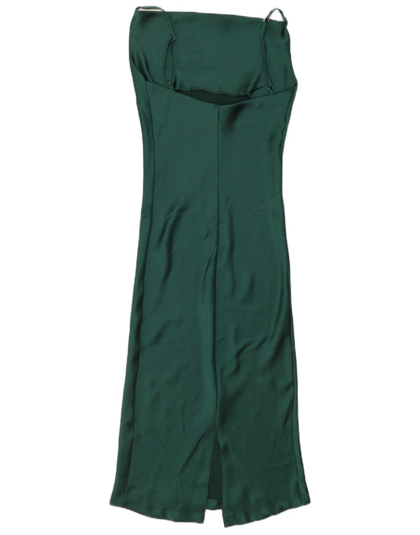 Vintage Womens Slip Dress UK 10 Small Green Polyester