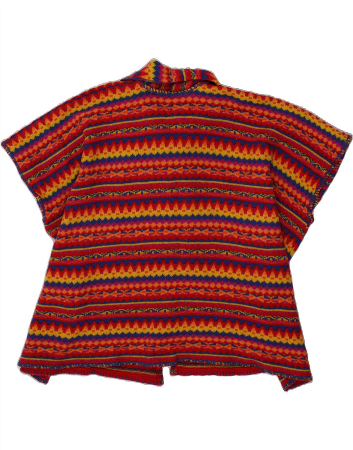 BENETTON Womens Front Tie Poncho Jumper One Size Red Striped Wool Vintage Benetton and Second-Hand Benetton from Messina Hembry 