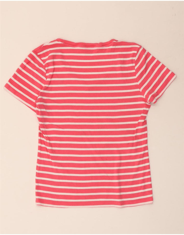 TOMMY HILFIGER T-shirt da donna Top UK 18 XL Cotone a righe rosa